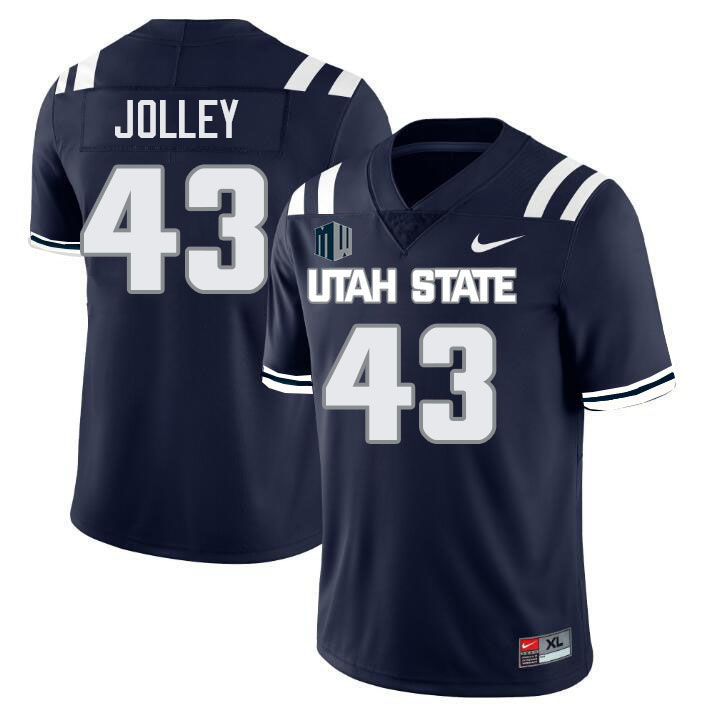 Utah State Aggies #43 Kaden Jolley College Football Jerseys Stitched Sale-Navy